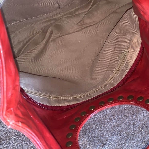 Faux Leather woven studded Large Clutch Purse in Wine Red - Picture 10 of 11